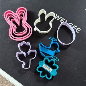 Colorful Bunny & Spring Cookie Cutters - Pink, White, Purple, Blue, Teal